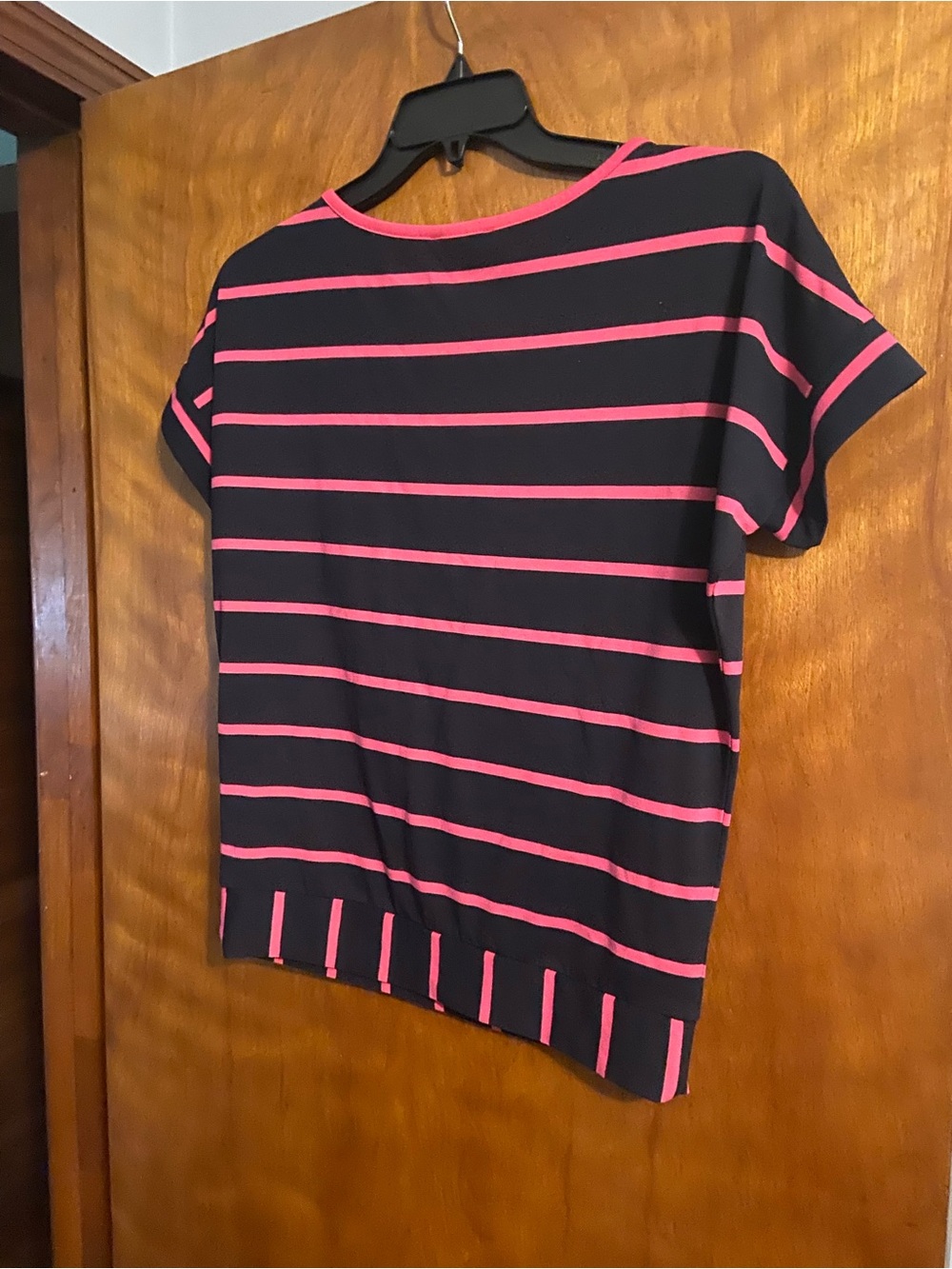 The Limited Black Tee with Hot Pink Stripes - Picture 2 of 3